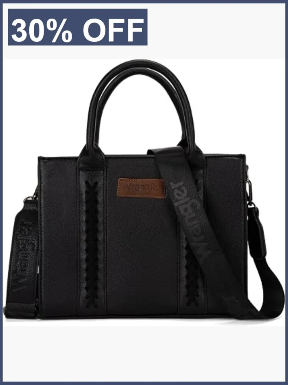 Wrangler by Montana West Faux Leather Satchel Tote with Whipstitch Detailing
